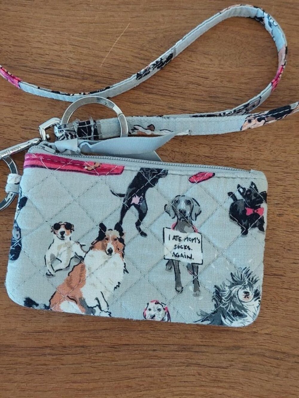vera bradley best in show Dog print lanyard with zipper pouch and keychain. Feat